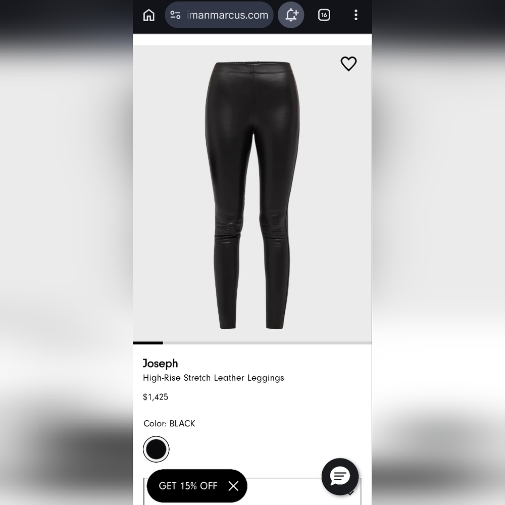 Joseph High-Rise Stretch Leather Leggings - Black